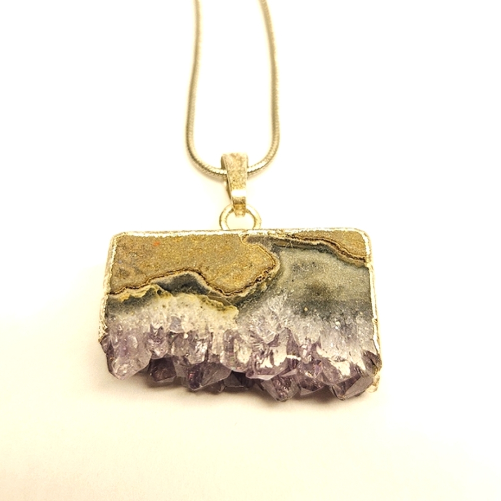 Amethyst Druzy Pendant Necklace